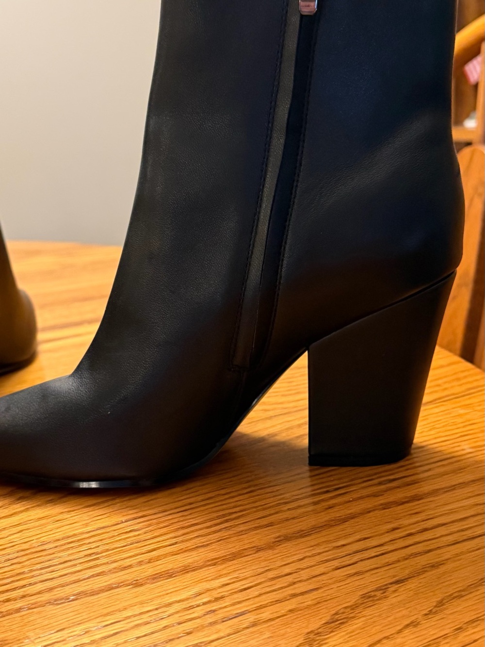 Nine West Black Leather Mid-Heel Ankle Boots
